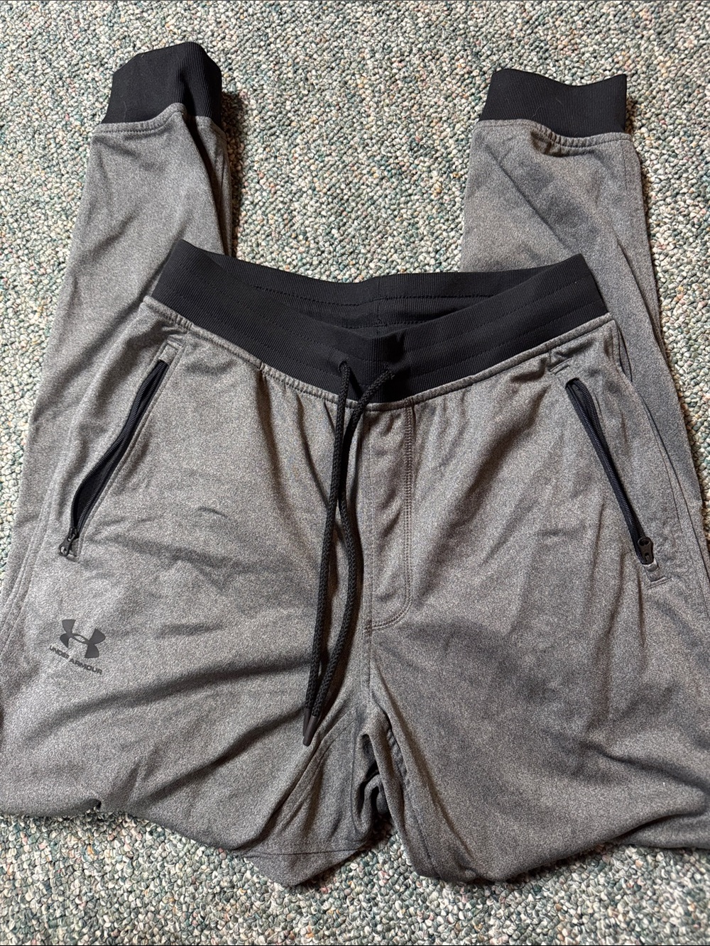 Under Armour Men’s Gray Jogger Sweatpants with Black Waist and Cuffs